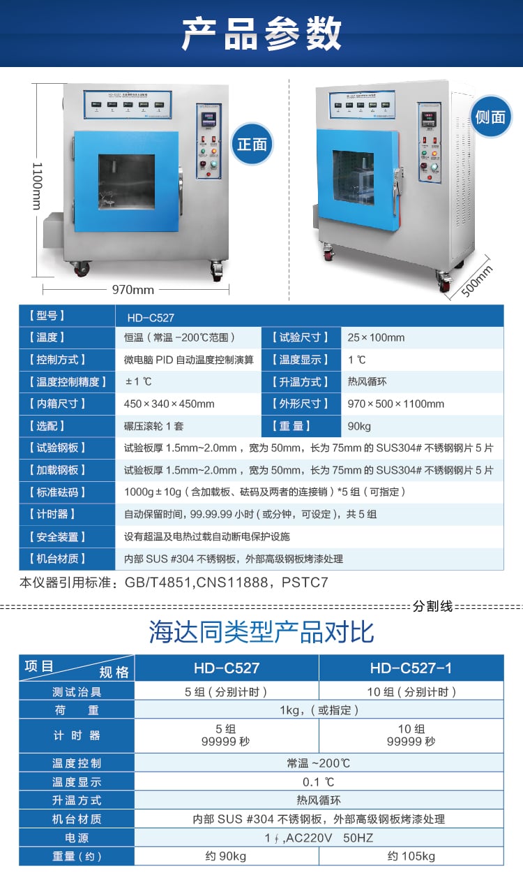 HD-C527恒溫膠帶保持力試驗(yàn)機(jī)(5組）-06